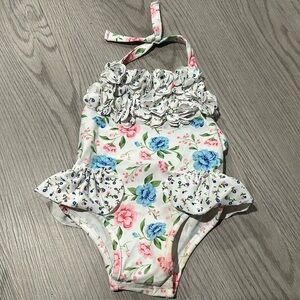 Mudpie baby 3-6 month one‎ piece floral halter bathing suit